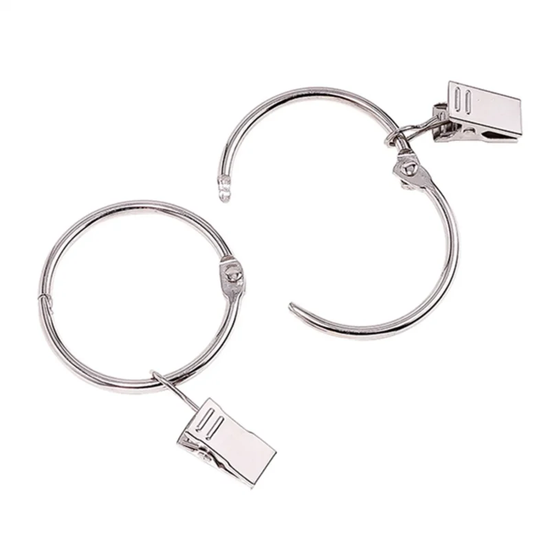 36pcs Black/Silver Metal Openable Curtain Rings with Clips, 1.5 Inch Interior Diameter, Fits up to 1.2 Inch Rod, Heavy Dut - Image 6