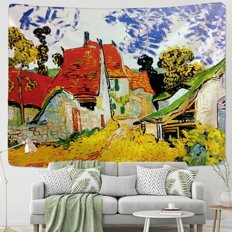 Tapestry Famous Van Gogh Print Blanket Wall Hanging Star Moon Night Tapestry Decorative Blanket Fabric Bedroom 200x150cm Large - Image 6