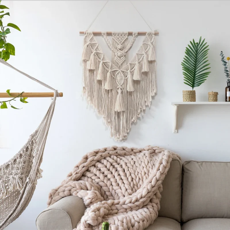 Hand-woven Pendant Macrame Wall Hanging Boho Woven Tapestry Bohemian Crafts Room Decoration Gorgeous Tapestry For Home Decor - Image 2