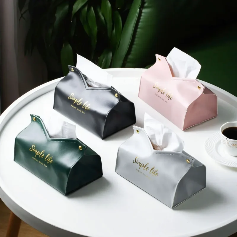 PU Leather Foldable Paper Holder Nodic Tissue Case Table Decor Napkin Dispenser Hand Towel Bag Kitchen Toilet Paper Box - Image 2