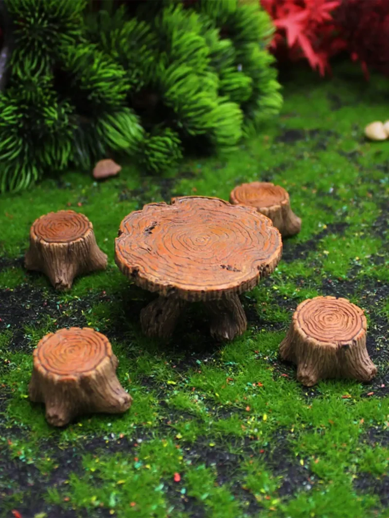 5 miniature tree stump garden art accessories resin decoration, garden landscape accessories, resin creative crafts - Image 2