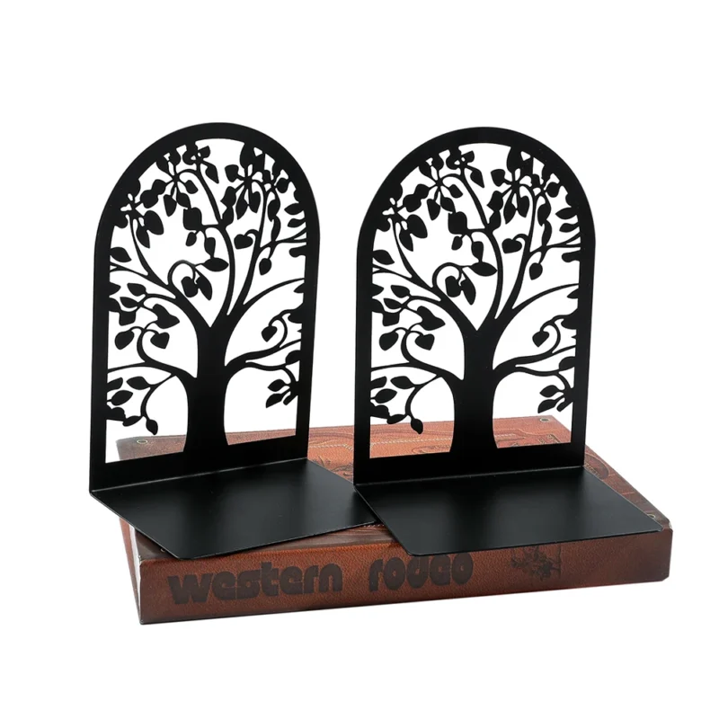 2Pc Tree of Life bookend, metal material, desktop book placement bookend, office storage ornaments and decorations - Image 4