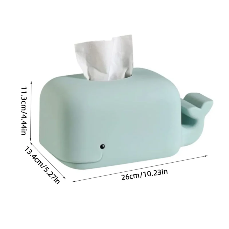Whale Tissue Box Cover Cute Tissue Box Holder Durable Silicone and Phone Stand Design Tissue Box Dispenser for Desks Bedroom - Image 6