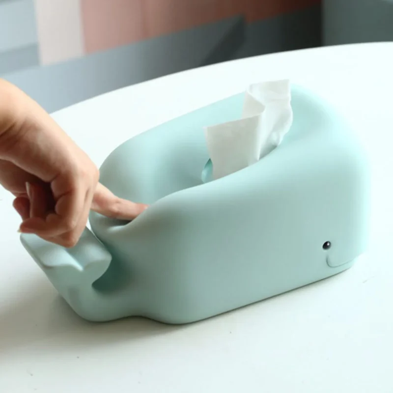 Whale Tissue Box Cover Cute Tissue Box Holder Durable Silicone and Phone Stand Design Tissue Box Dispenser for Desks Bedroom - Image 5