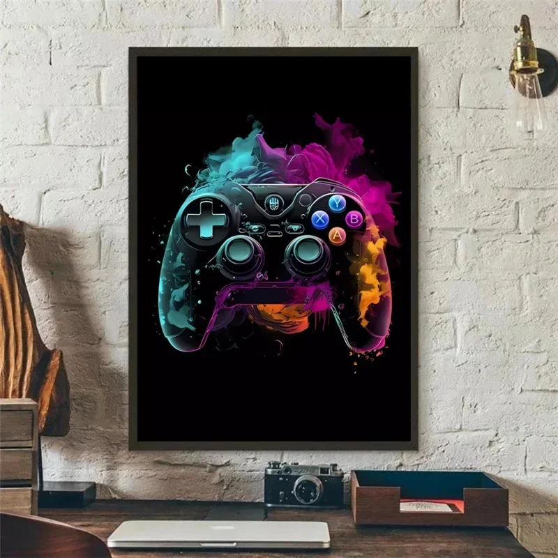Popular Neon Red Light Video Game Character Art Poster, Printed Canvas Art, Used for Home Room Wall Decoration, Frameless - Image 2