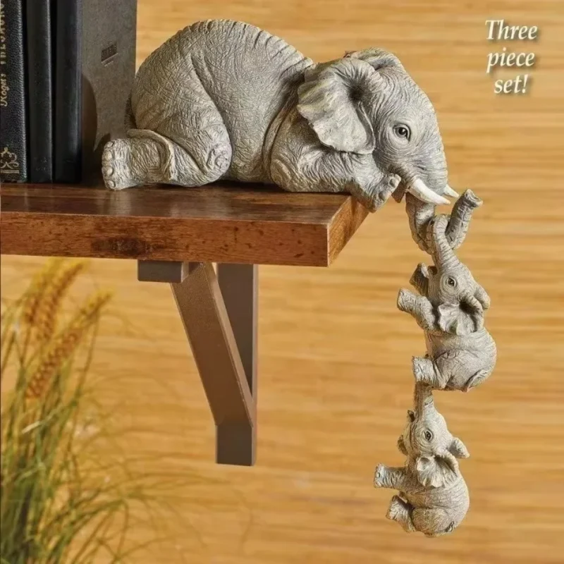 3 Pcs/set Elephant Ornaments Resin Crafts Home Decorations Elephant Pulling Baby Elephant Creative Ornaments Decorations - Image 6