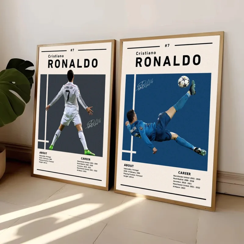 World Famous Football Player Soccer Star R-Ronaldos Sport Poster Canvas Painting Nordic Wall Art Pictures Home Boy Room Decor