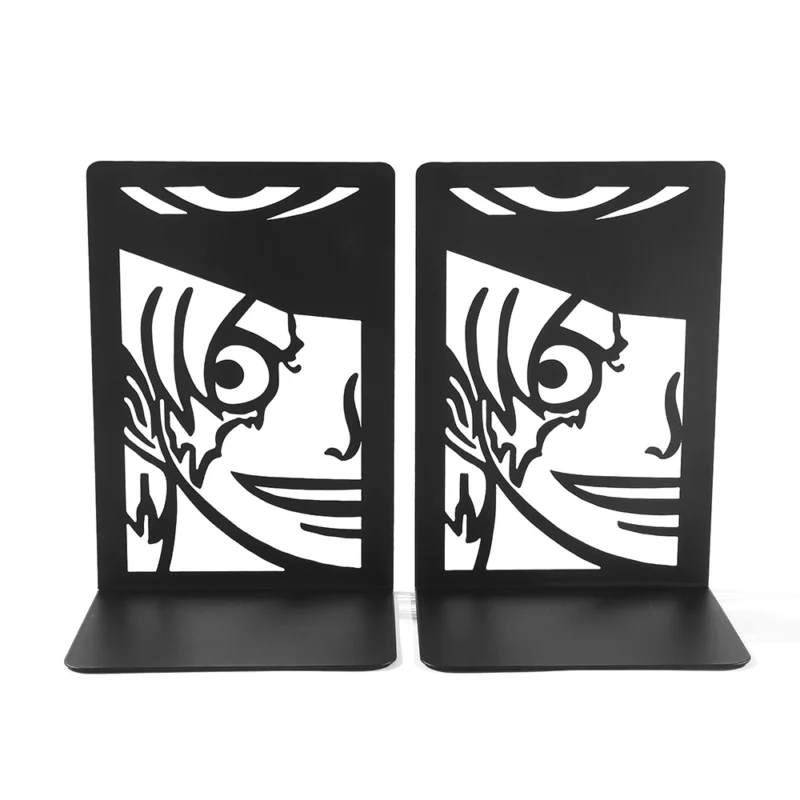2pcs Anime One Piece Ace Book Ends, Non-Slip Metal Book Ends Office Bookends for Fans Collection Organise Desktop Bookends