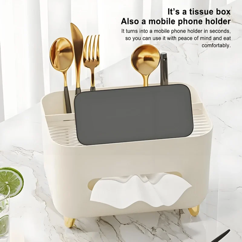 Multifunctional Tissue Box Living Room Tissue Case Desktop Organizer Remote Control Tissue Holder Luxury Paper Tissue Box Holder - Image 3
