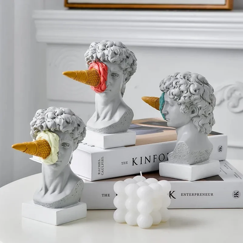 Modern Nordic Figure Ornament Ice Cream David Figurine Home Decor Sculpture Office Bookshelf Desktop Art Decoration David Statue - Image 4