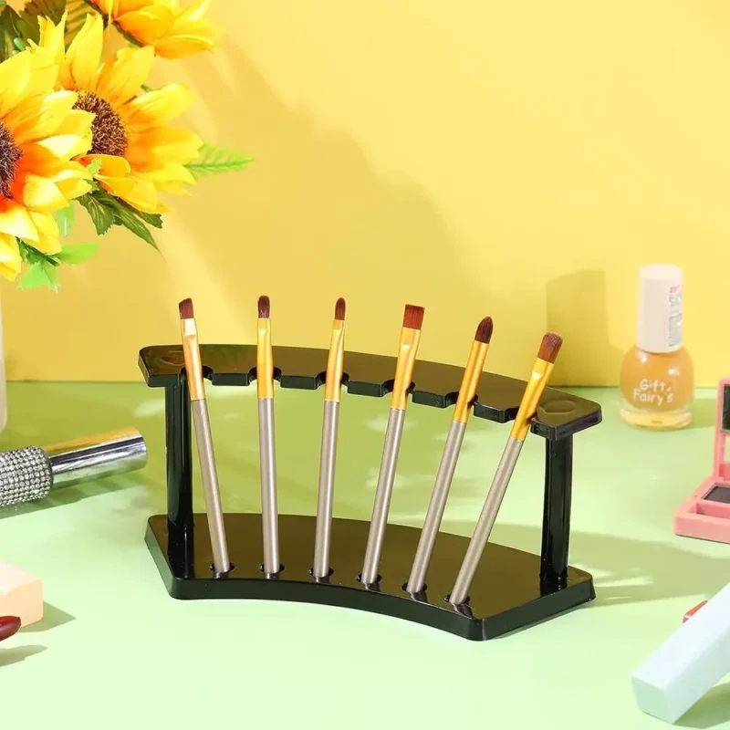 Vertical 6-Slots Pen Holder Plastic Pen Display Stand Eyebrow Pen Stand Makeup Brush Rack Organizer - Image 3
