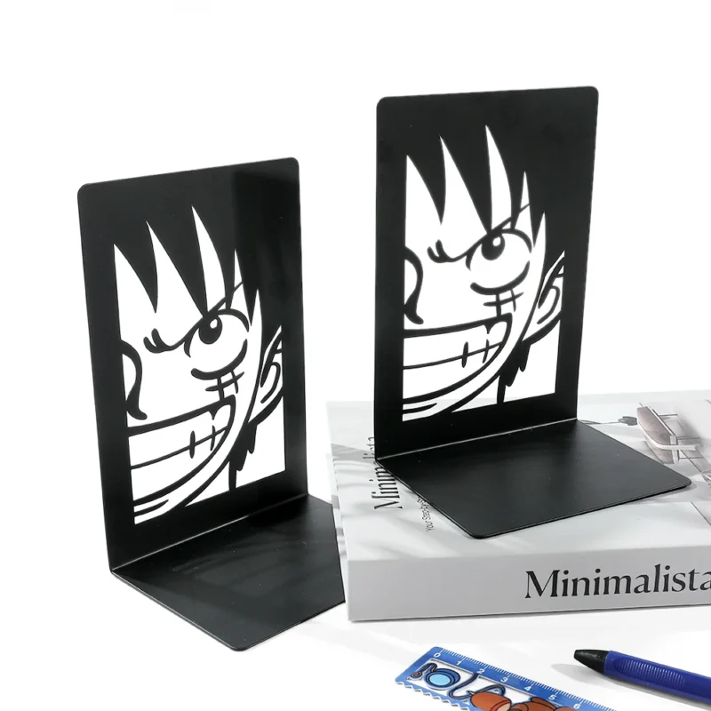 2pcs Anime One Piece Luffy Book Ends, Non-Slip Metal Book Ends Office Bookends for Fans Collection Organise Desktop Bookends - Image 4