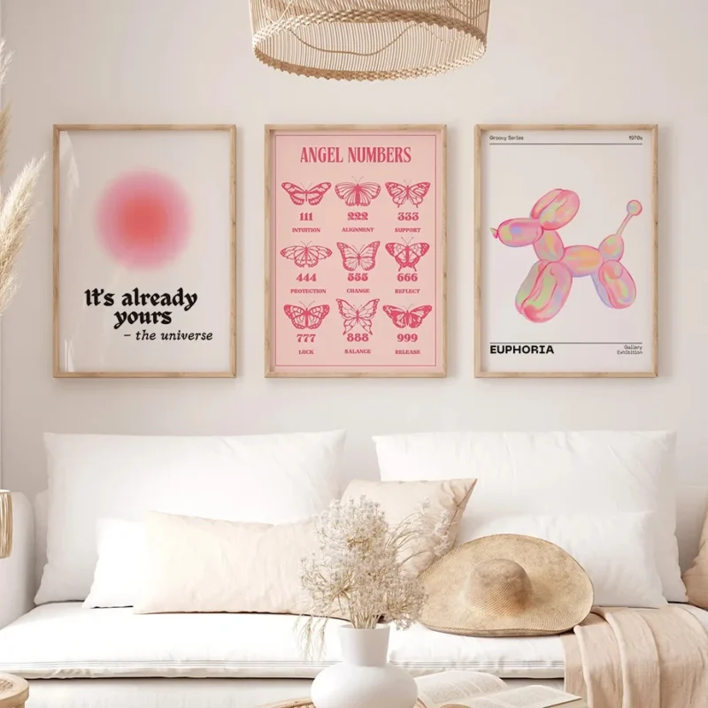 Pink Angel Number Poster And Prints Flower Maket Exhibition Gallery Wall Art Canvas Painting Pictures For Living Room Decor - Image 5