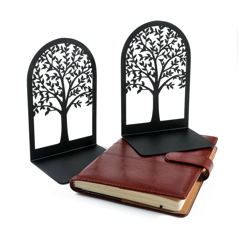 Black Tree of Life Desktop Book Ends Office Desktop Home Bookend Gift for Book Loves Office Desktop Iron Book rack - Image 4