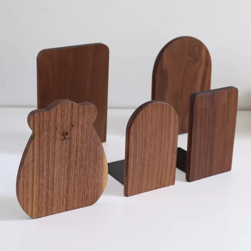 Nature Wooden Bookends Desktop Bookshelf Desk Organizer Office Home Book Accessories Storage Book Holder Wood Book Ends - Image 3