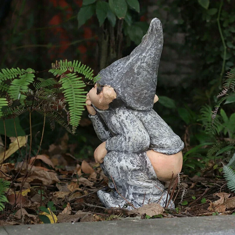 Cute Garden Sculpture Ornament Clownish Dwarf Sculpture Comical Funny Boy Art Statue Creative Characters Statue for Garden Home - Image 2