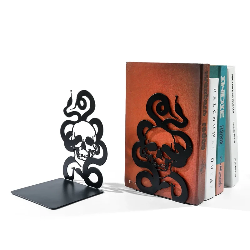 Skeletons and Snake Book Ends for Woman Man Gift Collection Office Desktop Home Iron Bookends for Book Lovers Office Supplier - Image 3