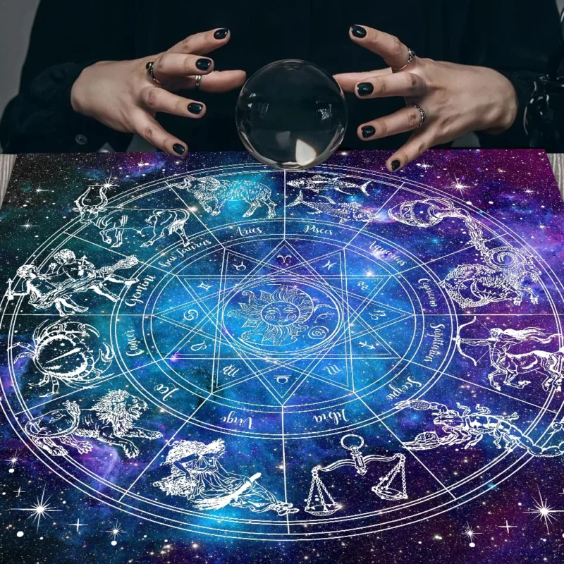 12 Constellations Tarot Card Tablecloth Altar Cloth Sun Moon Starry Sky Tarot Tablecloth For Spread Tarot Reading Cover Decor - Image 2