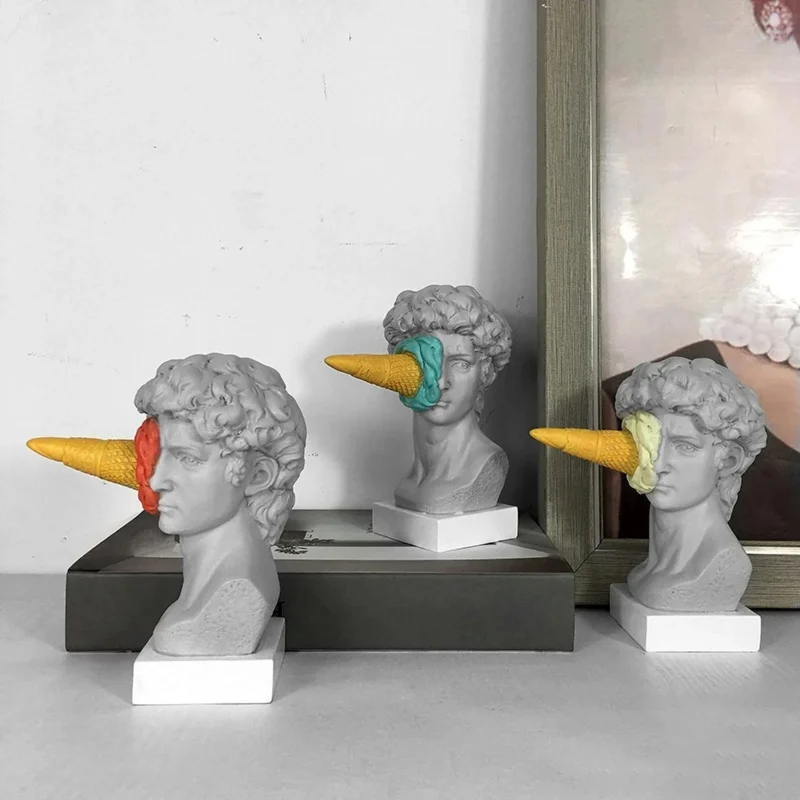 Modern Nordic Figure Ornament Ice Cream David Figurine Home Decor Sculpture Office Bookshelf Desktop Art Decoration David Statue - Image 3