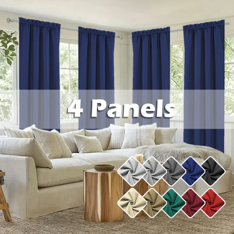 4pcs light fltering Curtains - Elegant Colour Fade-Resistant Polyester with Rod Pocket Design, Perfect for living Room, Bedroom - Image 4