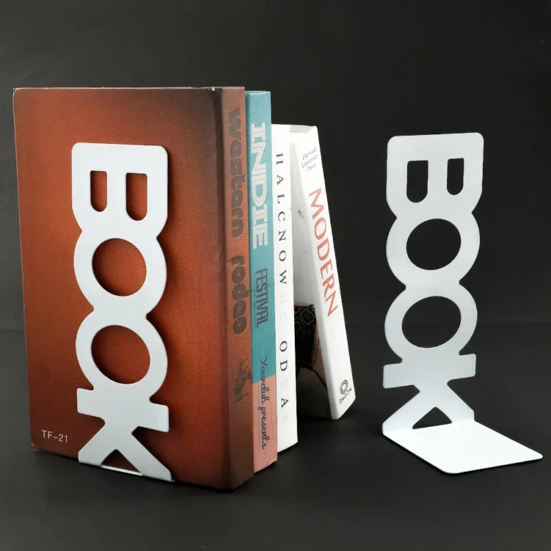 2Pcs Book Word Book Rack Heavy Duty Metal Bookend Office Desktop Home Office supplies Bookshelf for Book Lovers Book Ends - Image 5