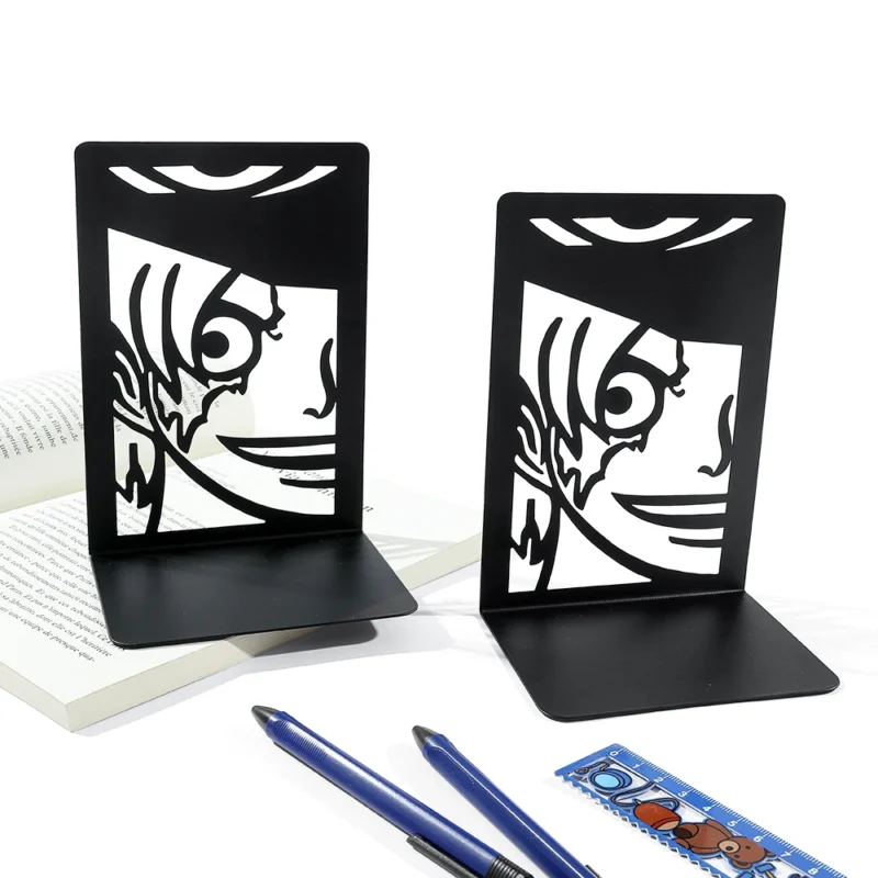 2pcs Anime One Piece Ace Book Ends, Non-Slip Metal Book Ends Office Bookends for Fans Collection Organise Desktop Bookends - Image 4