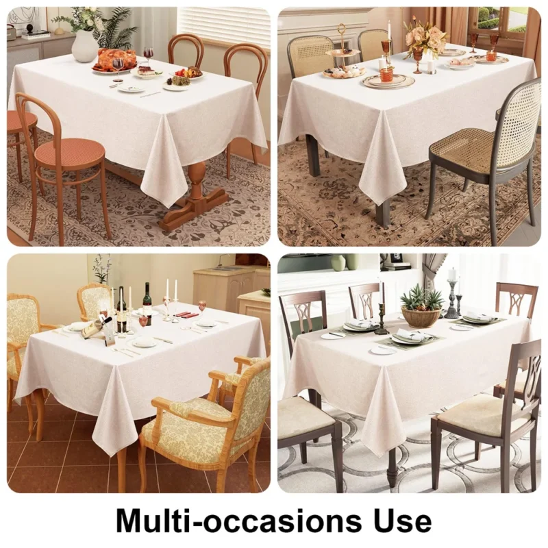 Olanly Rectangle Tablecloth Faux Linen Table Cloth Waterproof Wipeable Fabric Tablecloth Washable Table Cover For Kitchen Dining - Image 5