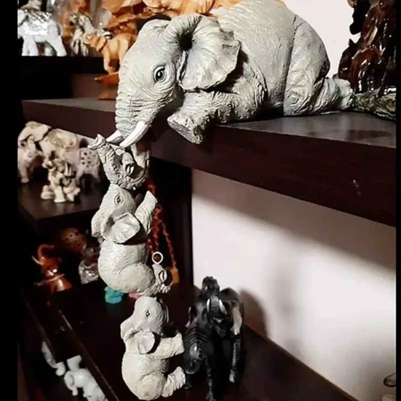 3 Pcs/set Elephant Ornaments Resin Crafts Home Decorations Elephant Pulling Baby Elephant Creative Ornaments Decorations - Image 3