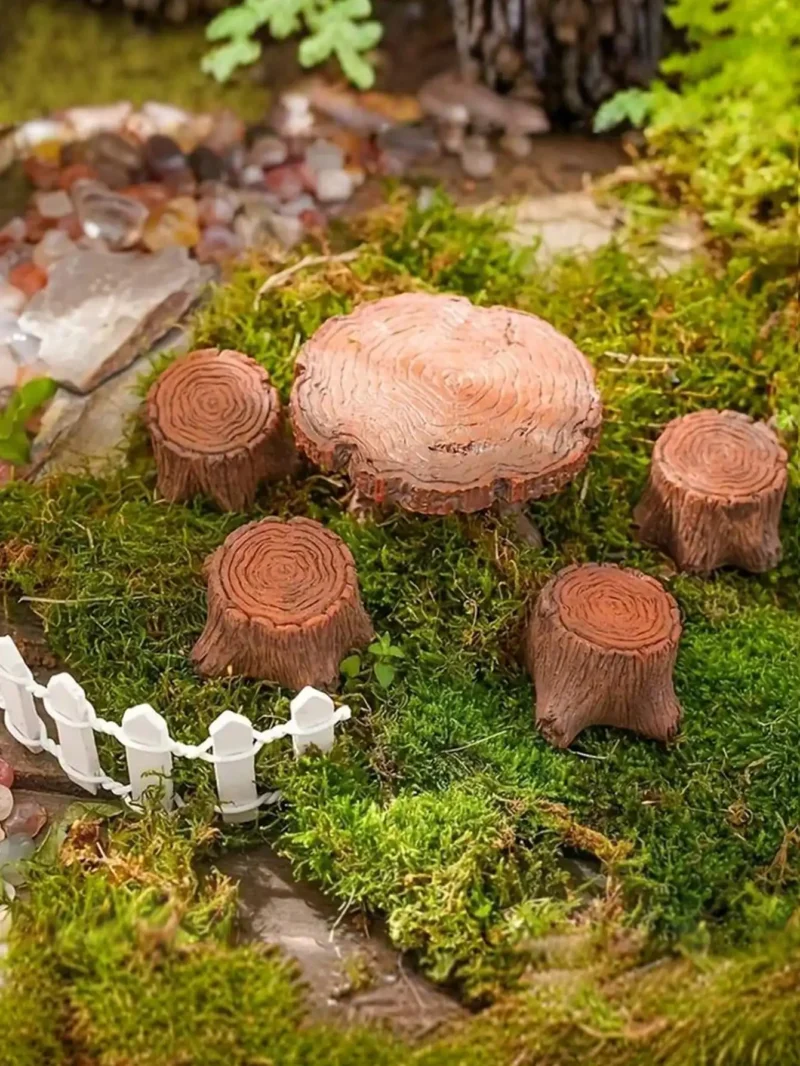 5 miniature tree stump garden art accessories resin decoration, garden landscape accessories, resin creative crafts - Image 5