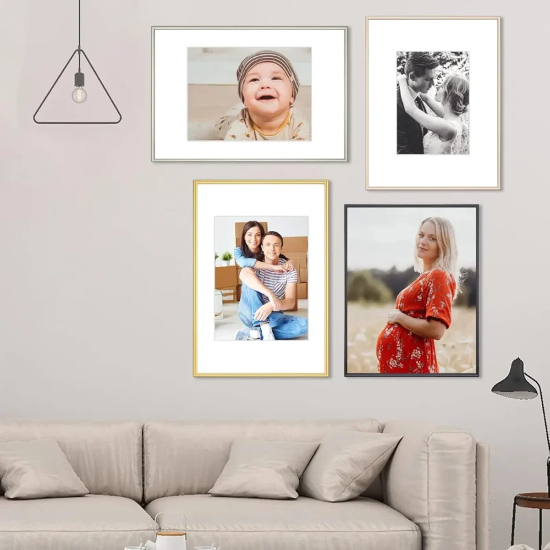 11x14 Picture Frame Set of 4, Matted Brass Simple Modern Brushed Thin Aluminum Metal Photo Frame Fits 8x10 with Mat - Image 6