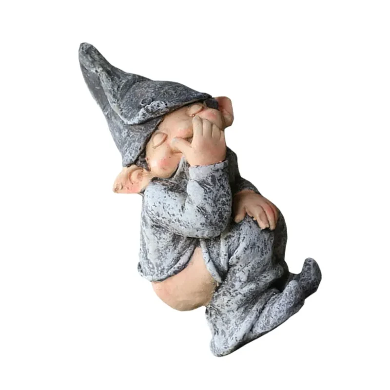 Cute Garden Sculpture Ornament Clownish Dwarf Sculpture Comical Funny Boy Art Statue Creative Characters Statue for Garden Home - Image 4