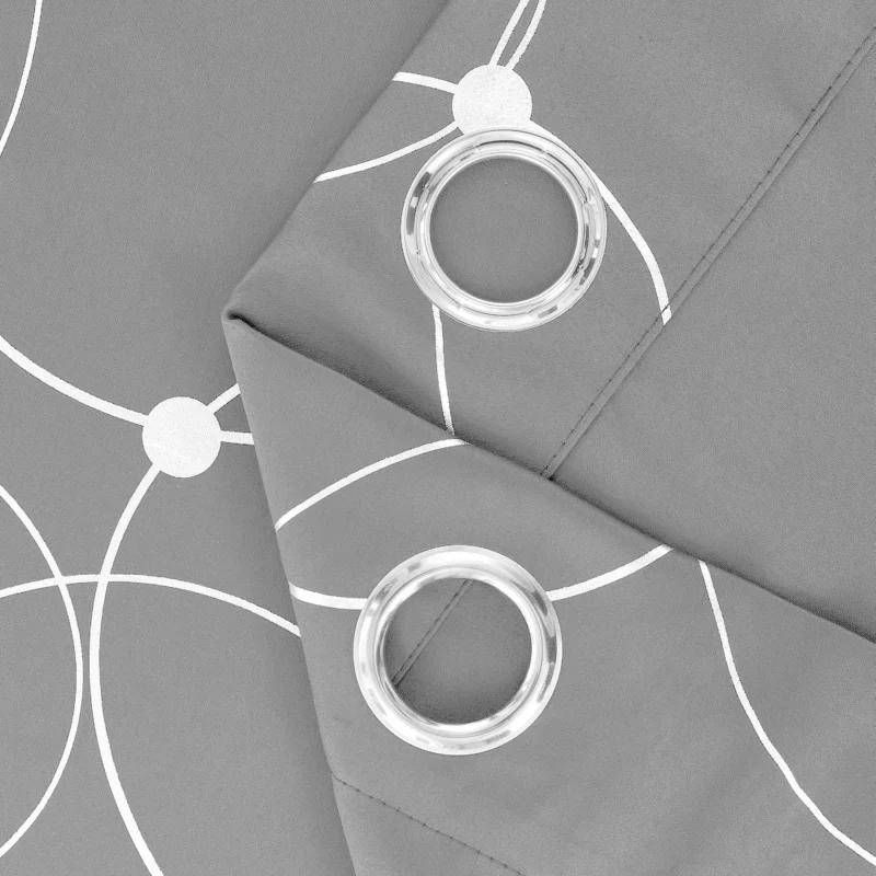 4PCSBlackout Curtains Grommet Thermal Insulated Room Darkening With Circle And Dots Foil Printed For Bedroom - Image 4