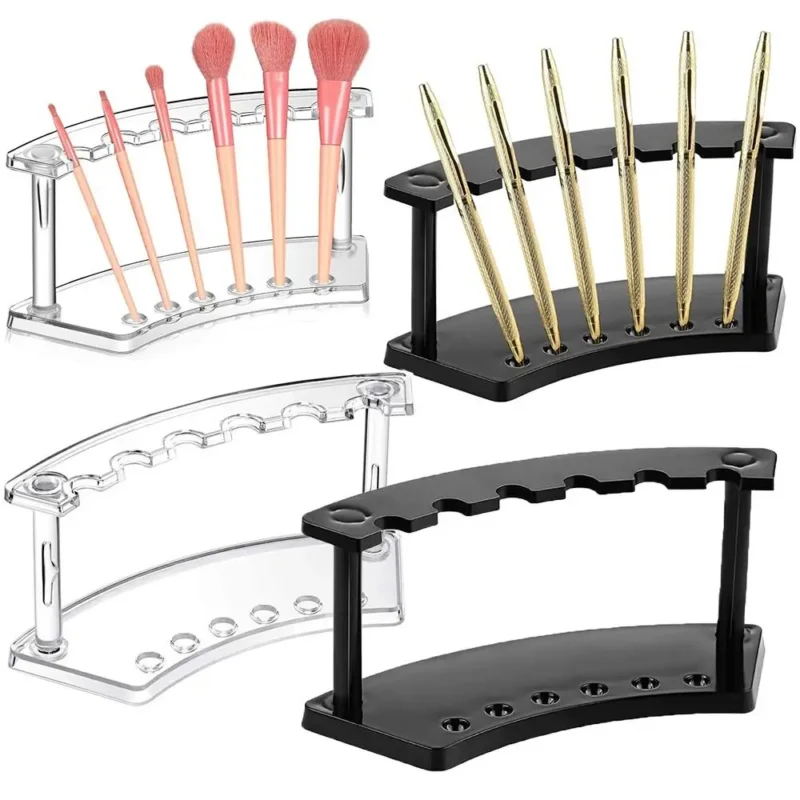 Vertical 6-Slots Pen Holder Plastic Pen Display Stand Eyebrow Pen Stand Makeup Brush Rack Organizer - Image 2