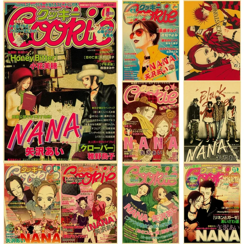 Hot Anime Posters NANA Retro Kraft Paper Sticker Poste 2021 Arrivals Bar Cafe Decor Nostalgia Gift Funny Prints Wall Paintings