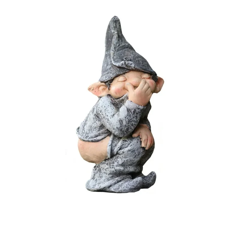 Cute Garden Sculpture Ornament Clownish Dwarf Sculpture Comical Funny Boy Art Statue Creative Characters Statue for Garden Home - Image 5
