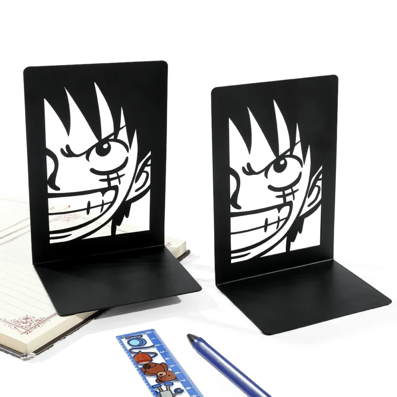 2pcs Anime One Piece Luffy Book Ends, Non-Slip Metal Book Ends Office Bookends for Fans Collection Organise Desktop Bookends - Image 5