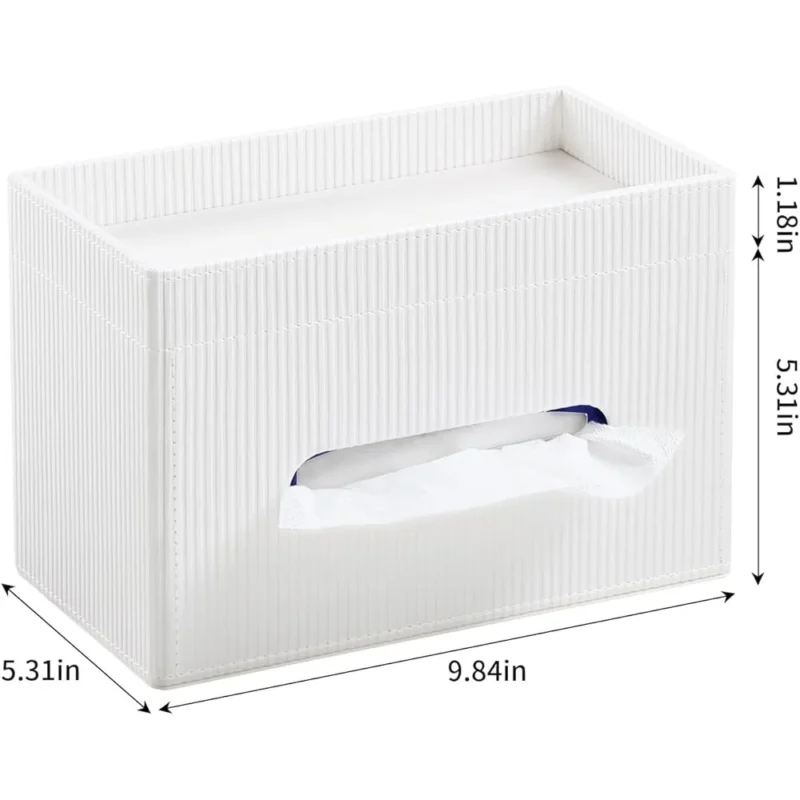 Modern Rectangular PU Leather Tissue Box Cover with Storage Tray Stylish Tissue Holder Bathroom Vanity Bedroom Nightstands - Image 3