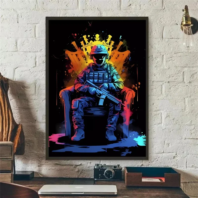 Popular Neon Red Light Video Game Character Art Poster, Printed Canvas Art, Used for Home Room Wall Decoration, Frameless - Image 3