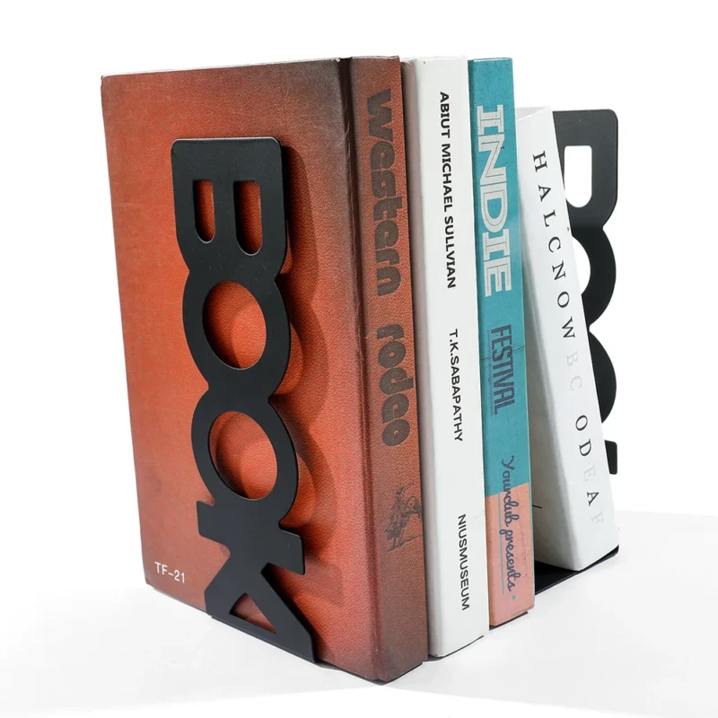 2Pcs Book Word Book Rack Heavy Duty Metal Bookend Office Desktop Home Office supplies Bookshelf for Book Lovers Book Ends - Image 6