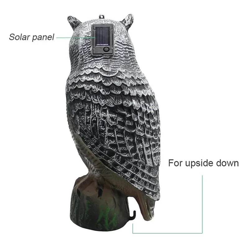 Outdoor Garden Pest Deterrent Owl Decoy Solar Bird Scarecrow - Image 4