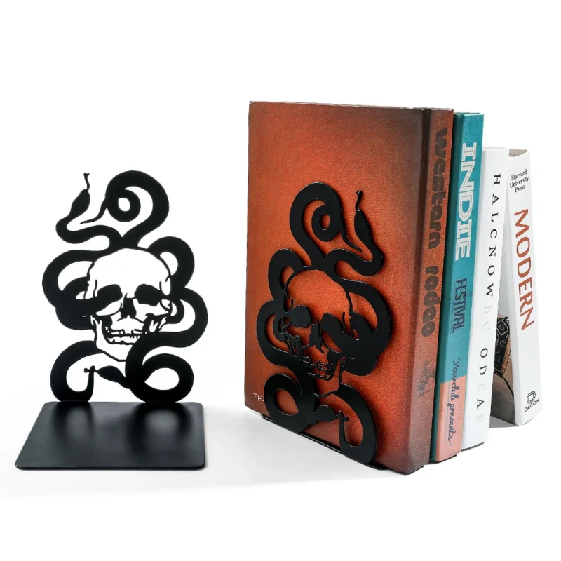 Skeletons and Snake Book Ends for Woman Man Gift Collection Office Desktop Home Iron Bookends for Book Lovers Office Supplier - Image 5