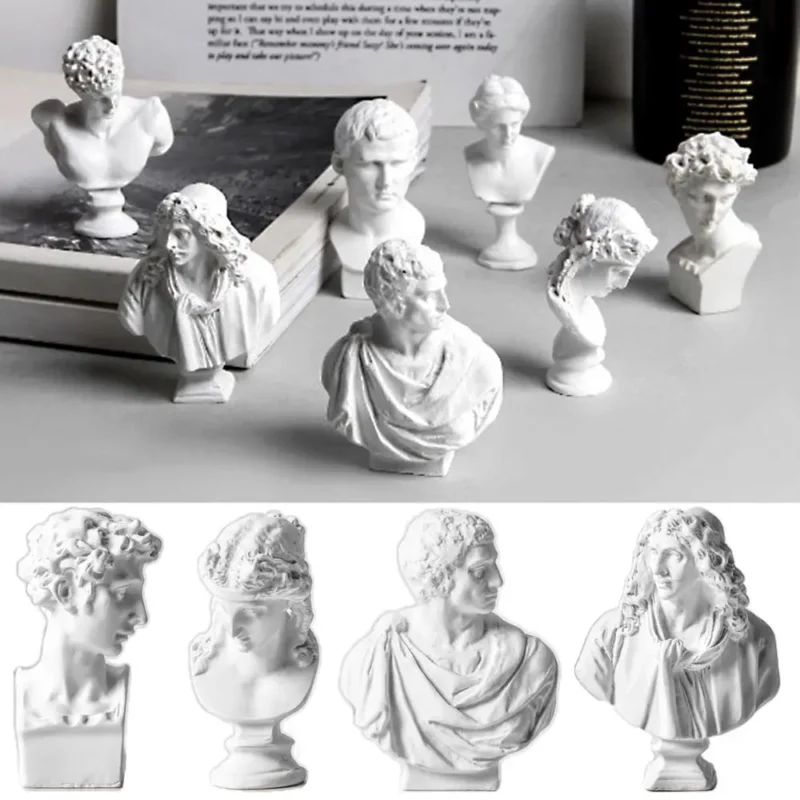 Miniature Desktop Ornament Home Decor Gypsum Portraits Greek Mythology Figurine Famous Sculpture Plaster Bust Statue
