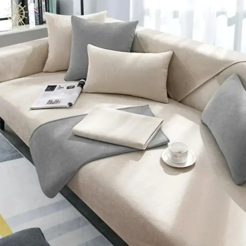 Simplized Solid Chenille Sofa Cover for Living Room Non-Slip Sofa Cushion Cover Four Seasons Universal Couch Protector Covers - Image 6