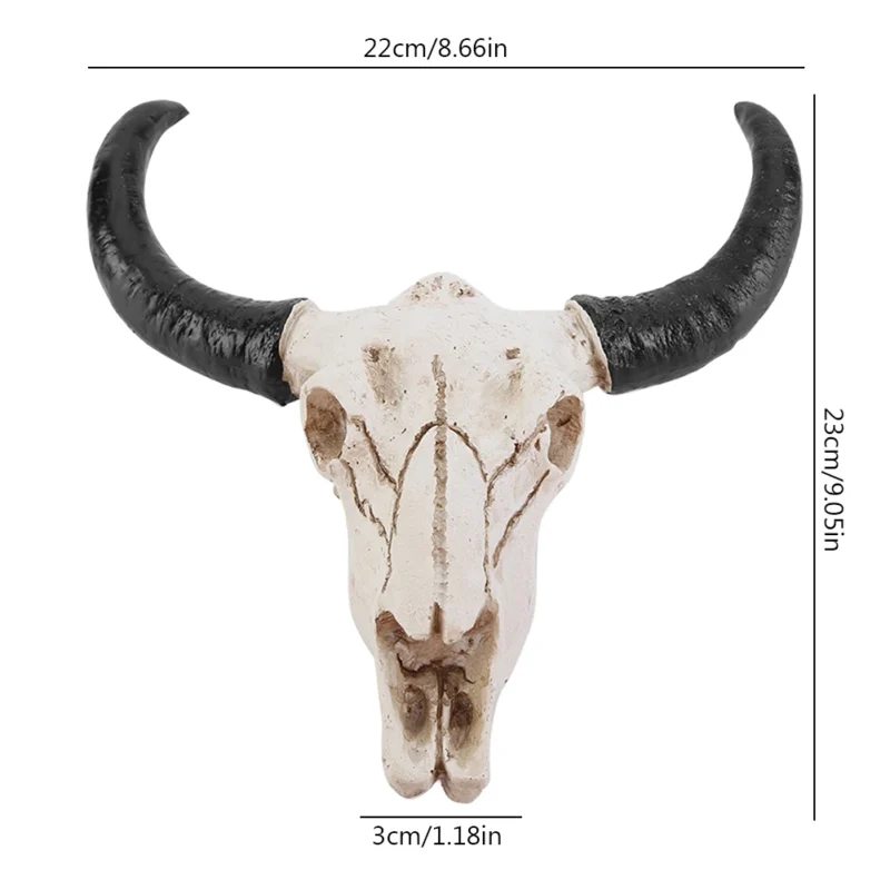 3D Longhorn Cow Skull Head Ornament Wall Hanging Animal Wildlife Sculpture Fashion Nostalgic Realistic for Home Halloween Decor - Image 6
