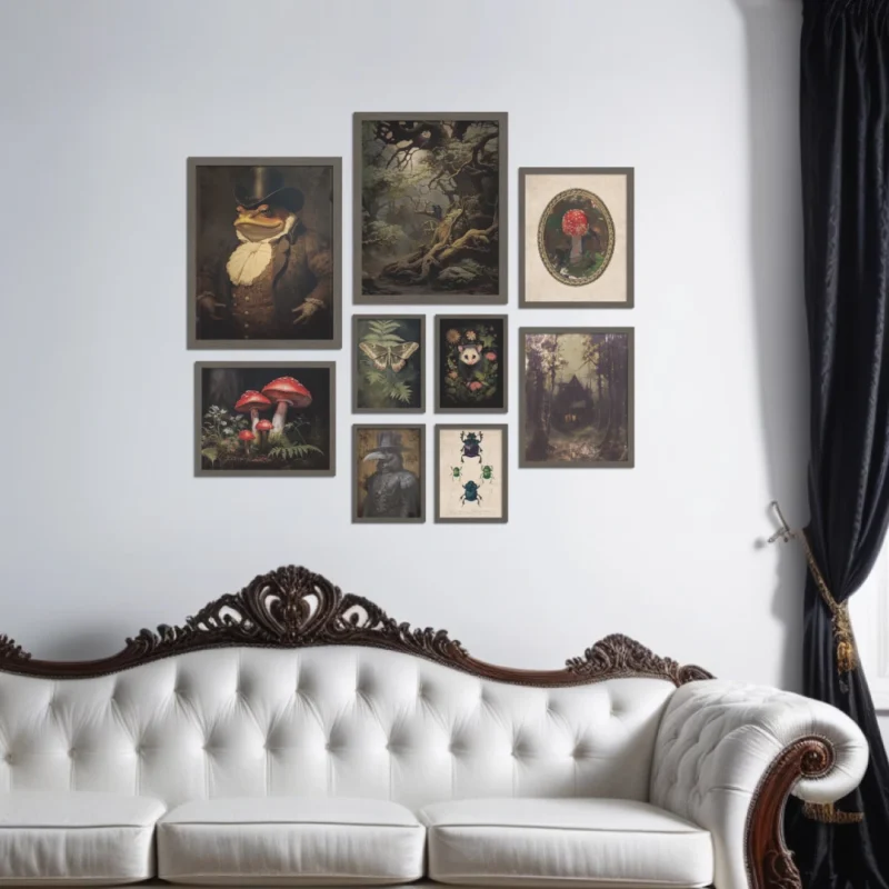 Putuo Decor 9pc Gothic Style Canvas Printing, Ghost Snake Skull, Wall Art Decoration for Home Farmhouse Living Room Studio Club - Image 2