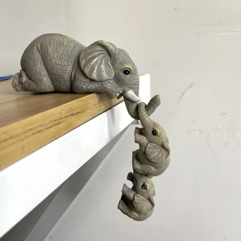 3 Pcs/set Elephant Ornaments Resin Crafts Home Decorations Elephant Pulling Baby Elephant Creative Ornaments Decorations