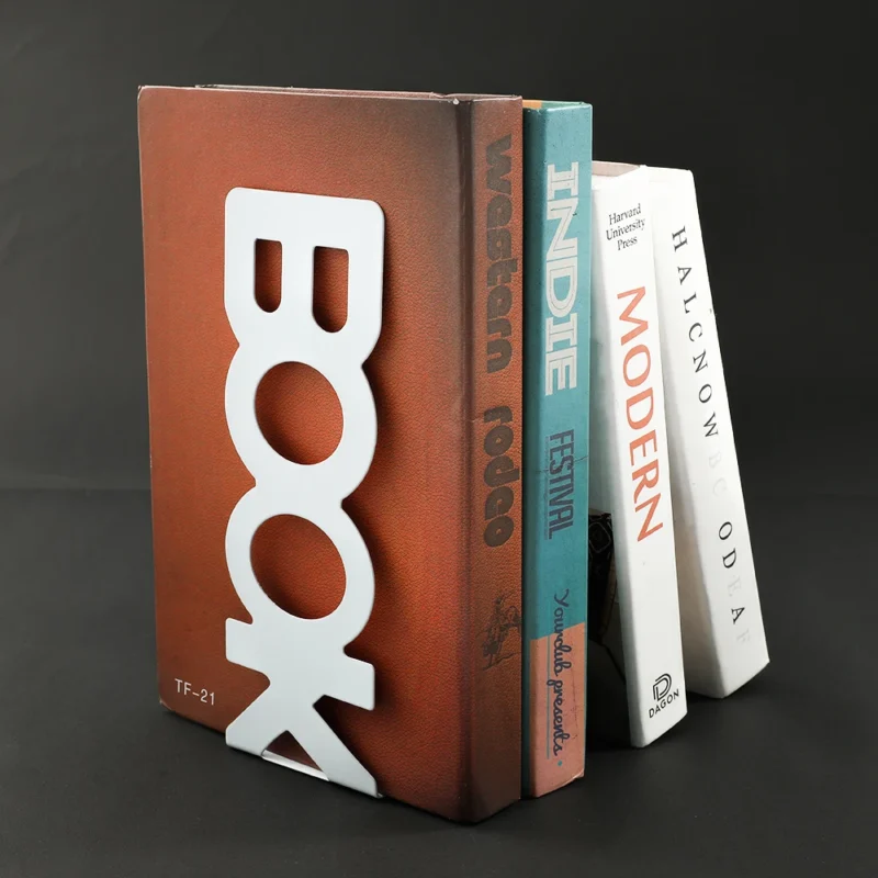2Pcs Book Word Book Rack Heavy Duty Metal Bookend Office Desktop Home Office supplies Bookshelf for Book Lovers Book Ends - Image 3