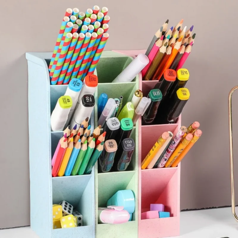 Nordic Style Minimalist Pen Holder Multi Grid Oblique Insertion Pen Holder Student Desktop Storage Rack Stationery Holder - Image 4