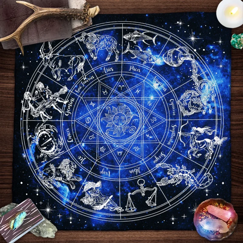 12 Constellations Tarot Card Tablecloth Altar Cloth Sun Moon Starry Sky Tarot Tablecloth For Spread Tarot Reading Cover Decor - Image 6