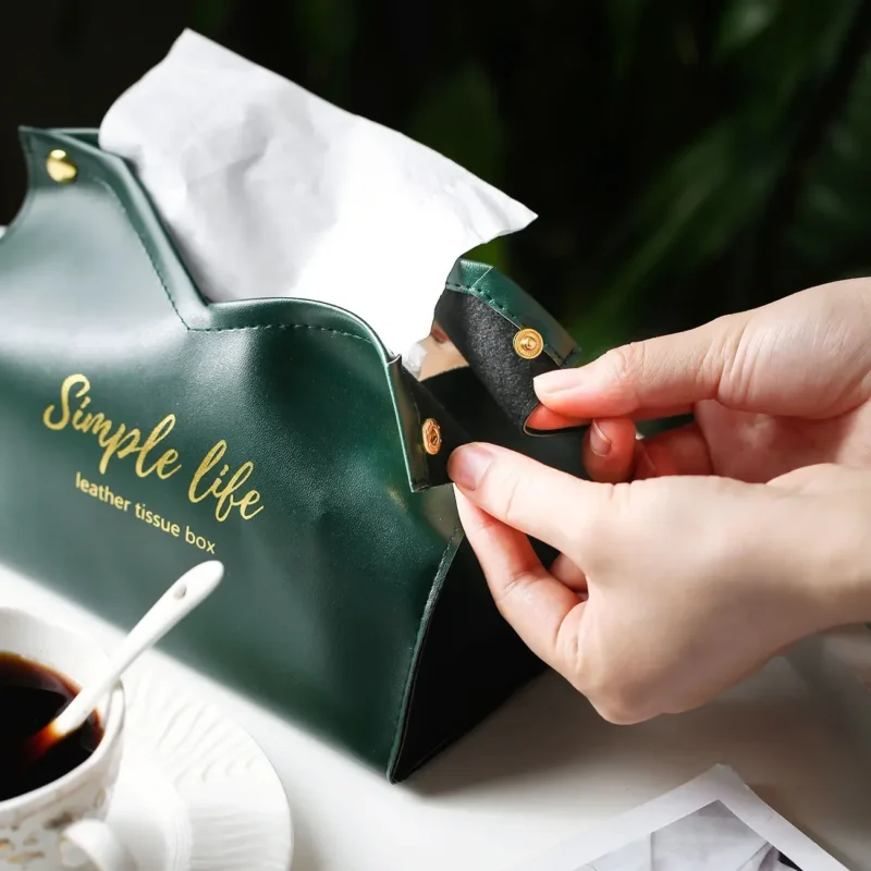 PU Leather Foldable Paper Holder Nodic Tissue Case Table Decor Napkin Dispenser Hand Towel Bag Kitchen Toilet Paper Box - Image 5